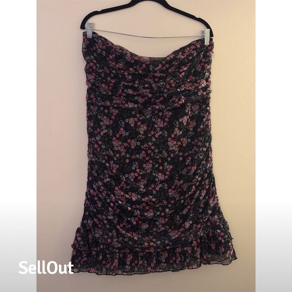 Full Tilt Women's 2XL Black Floral Ruched Mini Dress Casual
